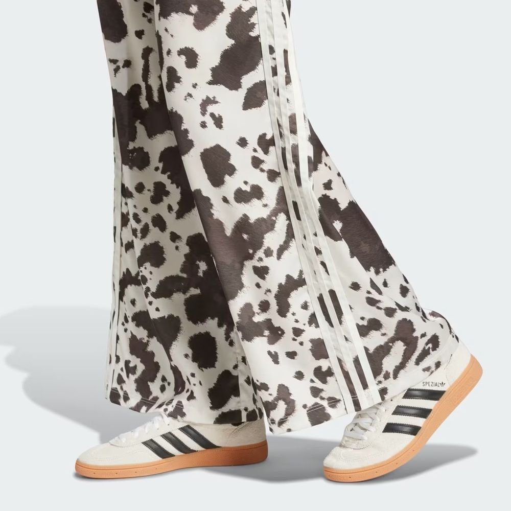 NWT RARE Adidas Originals Satin Wide Leg Animal Cow Print Track Pants 2XS - Picture 6 of 8